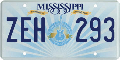 MS license plate ZEH293