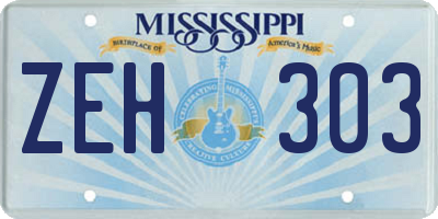 MS license plate ZEH303