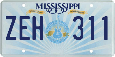 MS license plate ZEH311