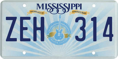 MS license plate ZEH314