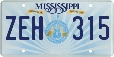 MS license plate ZEH315