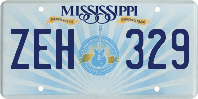 MS license plate ZEH329