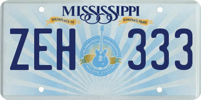 MS license plate ZEH333