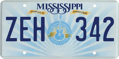 MS license plate ZEH342