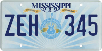 MS license plate ZEH345