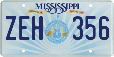 MS license plate ZEH356