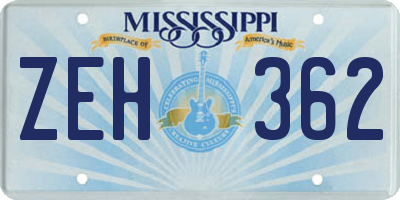 MS license plate ZEH362