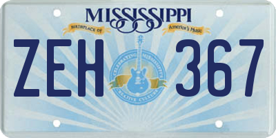 MS license plate ZEH367