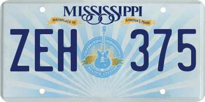 MS license plate ZEH375