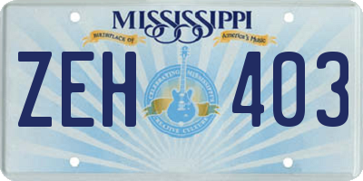 MS license plate ZEH403