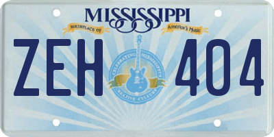 MS license plate ZEH404