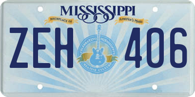 MS license plate ZEH406
