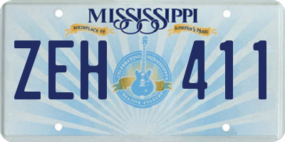 MS license plate ZEH411