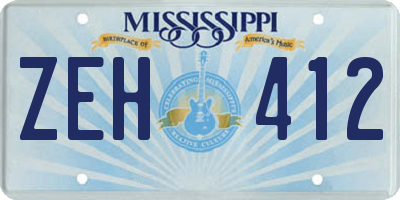 MS license plate ZEH412