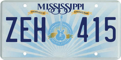 MS license plate ZEH415