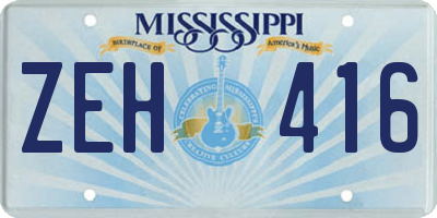 MS license plate ZEH416