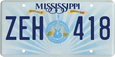 MS license plate ZEH418