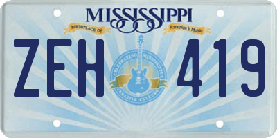 MS license plate ZEH419