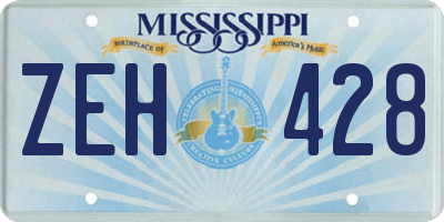 MS license plate ZEH428