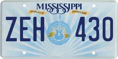 MS license plate ZEH430