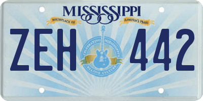 MS license plate ZEH442