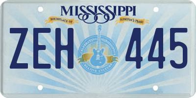 MS license plate ZEH445