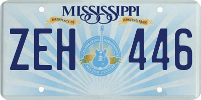 MS license plate ZEH446