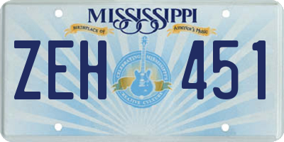 MS license plate ZEH451