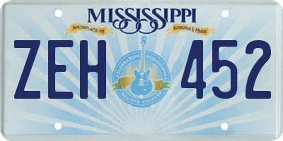 MS license plate ZEH452