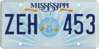 MS license plate ZEH453