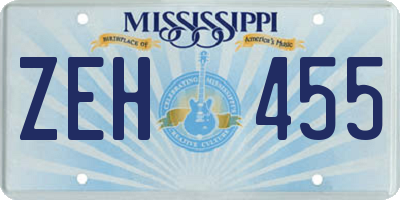 MS license plate ZEH455