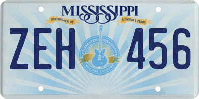 MS license plate ZEH456