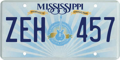 MS license plate ZEH457