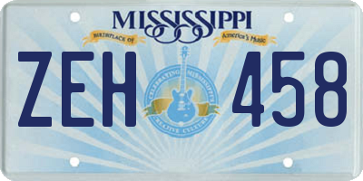 MS license plate ZEH458