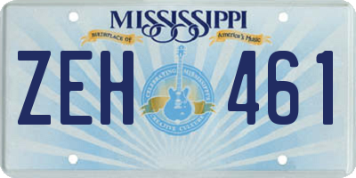 MS license plate ZEH461
