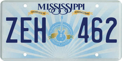 MS license plate ZEH462