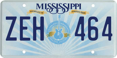 MS license plate ZEH464