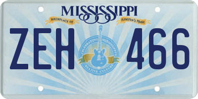 MS license plate ZEH466