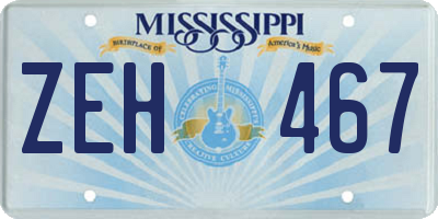MS license plate ZEH467