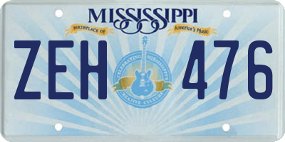 MS license plate ZEH476