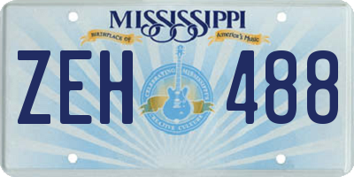 MS license plate ZEH488