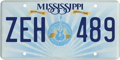 MS license plate ZEH489