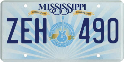 MS license plate ZEH490