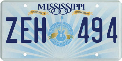 MS license plate ZEH494
