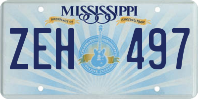 MS license plate ZEH497