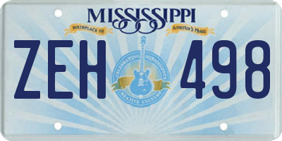 MS license plate ZEH498