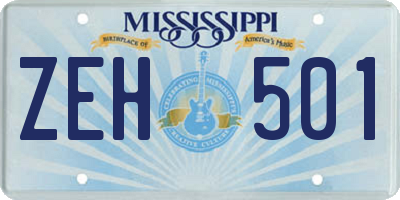 MS license plate ZEH501