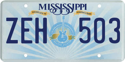 MS license plate ZEH503