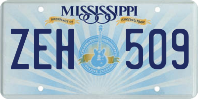 MS license plate ZEH509