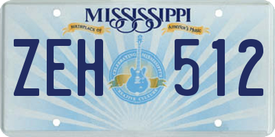 MS license plate ZEH512